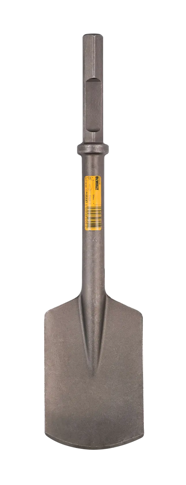DEWALT DT6928 steel spade chisel with flat blade, used for demolition and construction tasks.