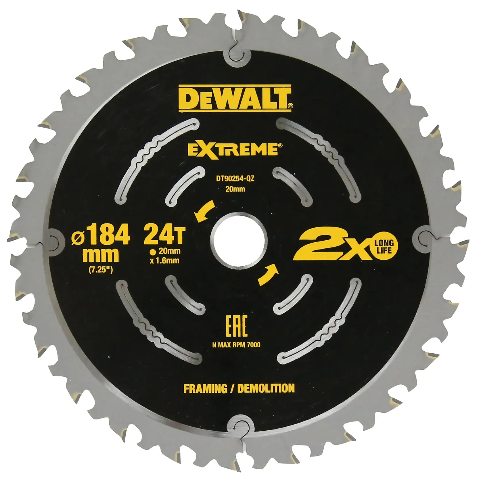 Graphic showing DEWALT XTREME Sub-Compact Series branding with the slogan 'Compact and Performance Packed' on a yellow background.