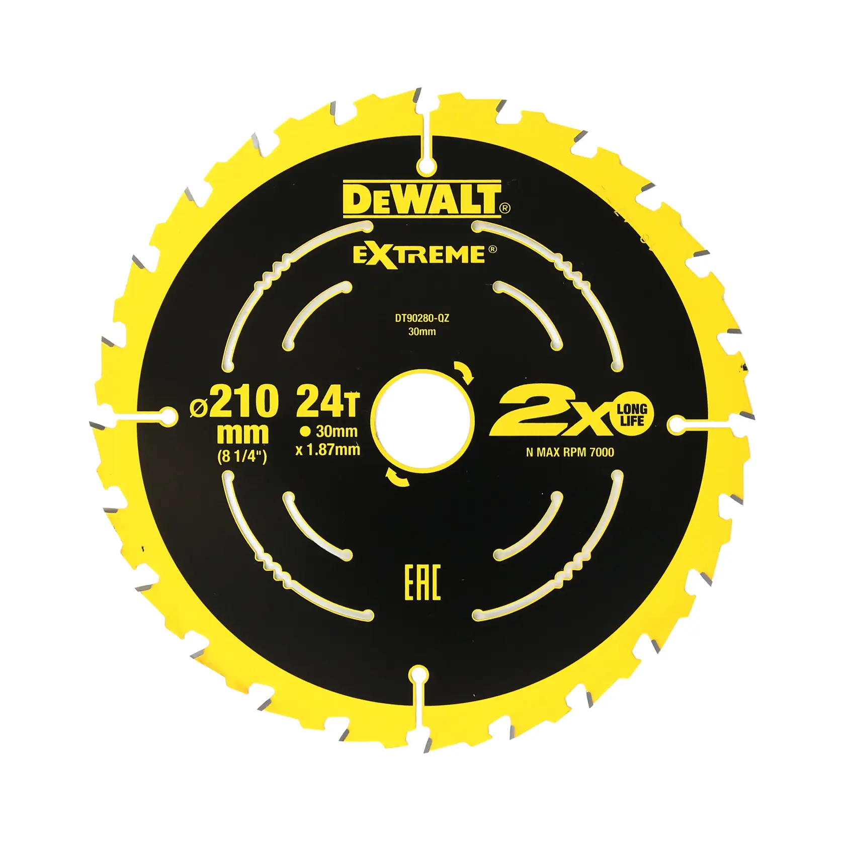 Graphic showing DEWALT XTREME Sub-Compact Series branding with the slogan 'Compact and Performance Packed' on a yellow background.