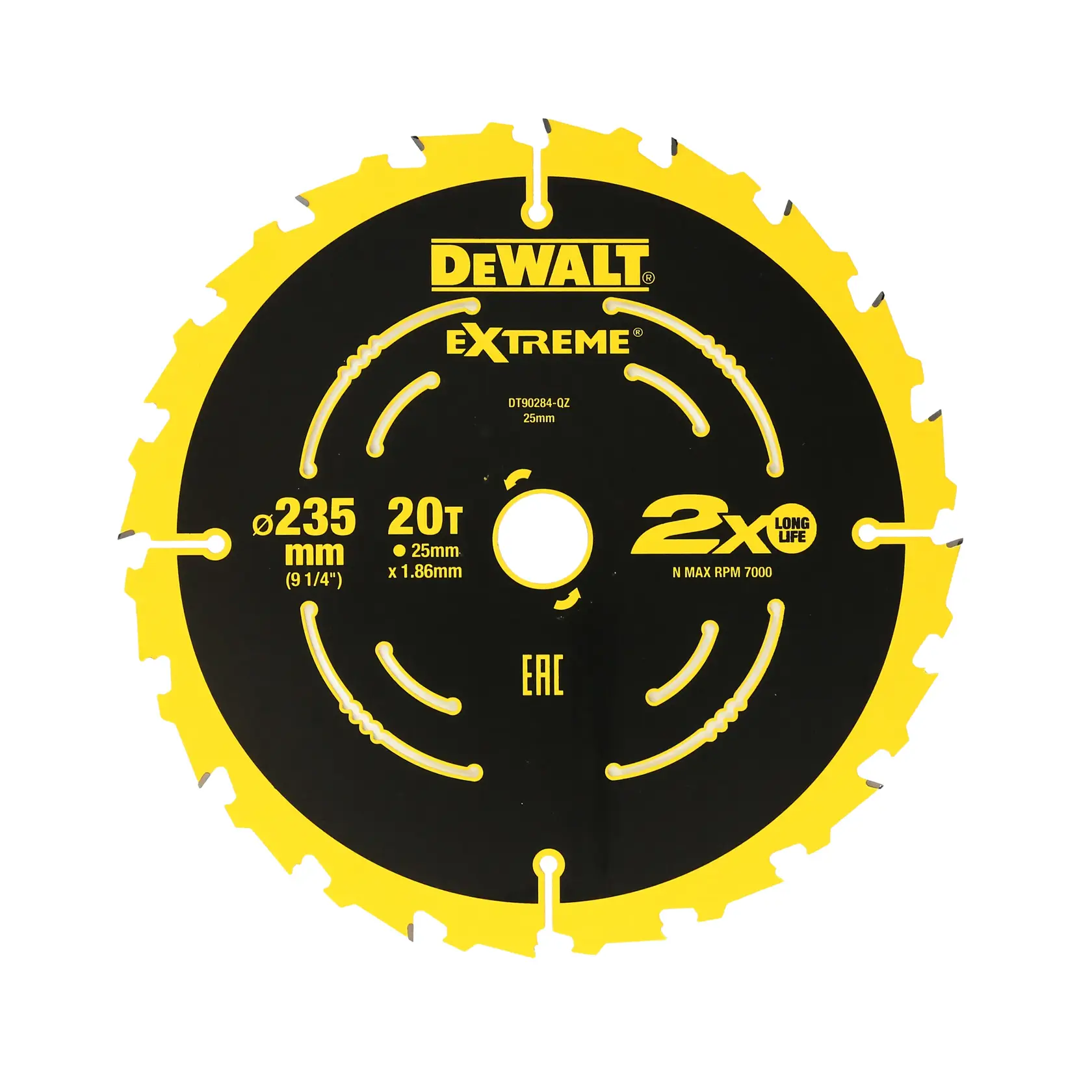 Graphic showing DEWALT XTREME Sub-Compact Series branding with the slogan 'Compact and Performance Packed' on a yellow background.