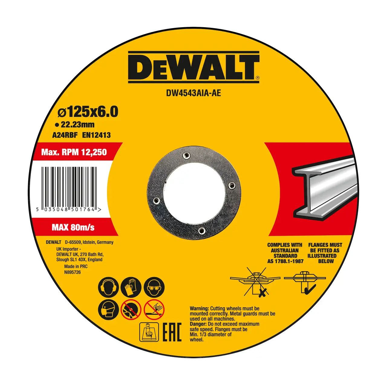 125mm x 6mm x 22.23mm Bonded Abrasive METAL Grinding Disc