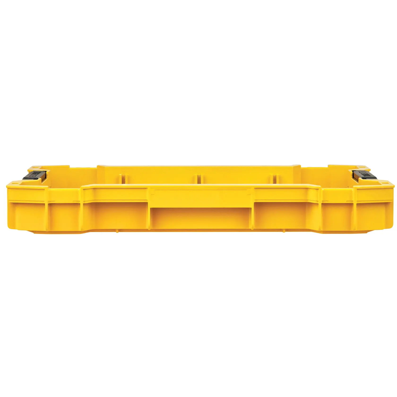 DEWALT ToughSystem 2.0 promotional graphic with the slogan 'Storage Built to Handle It' in large, bold yellow lettering on a dark, textured background.