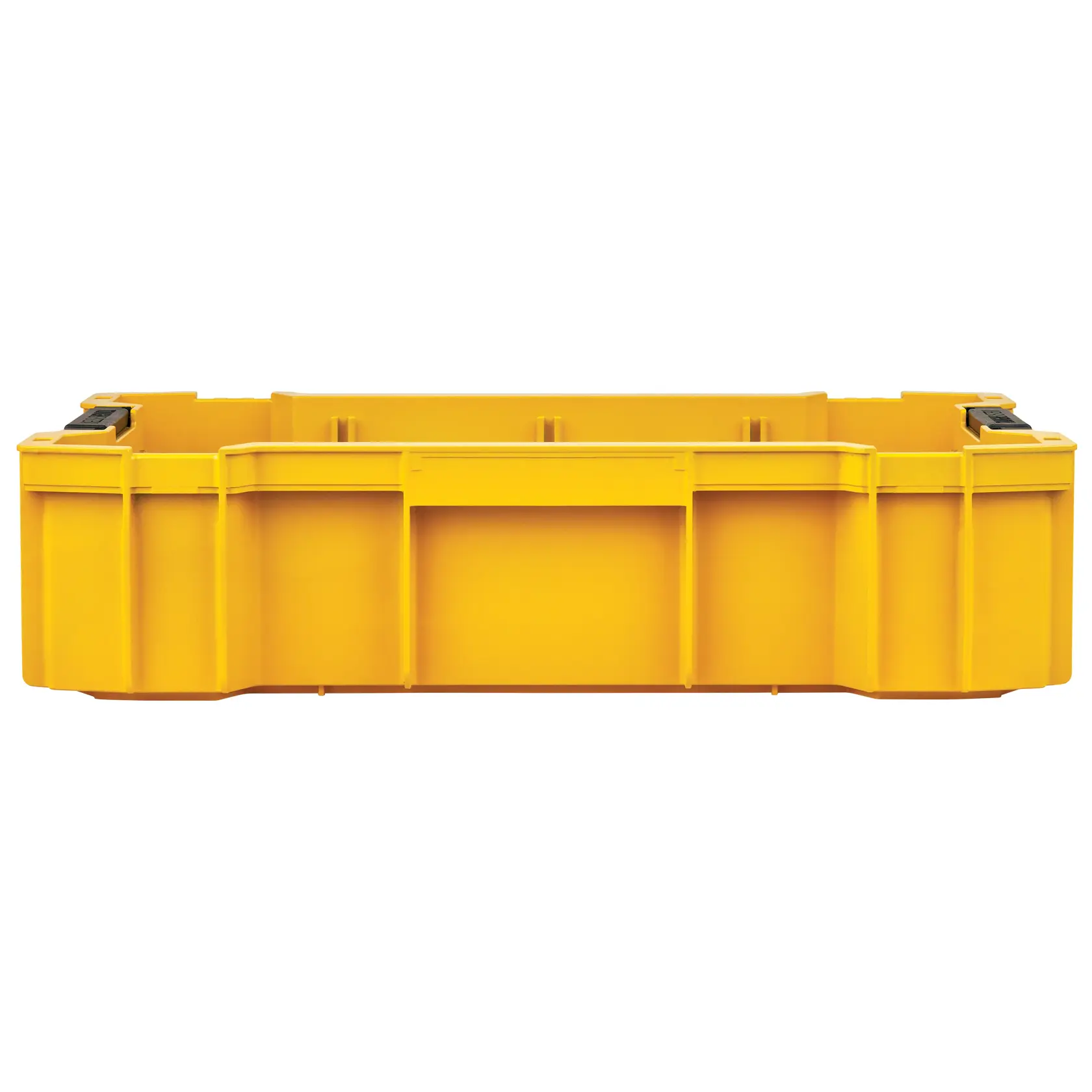 DEWALT ToughSystem 2.0 promotional graphic with the slogan 'Storage Built to Handle It' in large, bold yellow lettering on a dark, textured background.